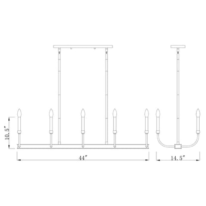 Haylie 10 Light Linear Chandelier Matte Black + Olde Brass