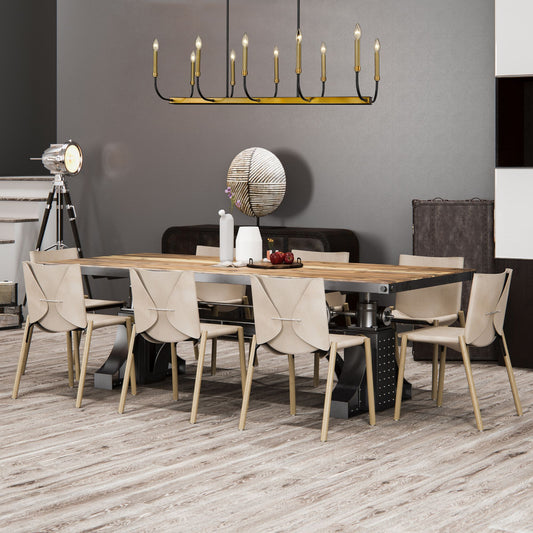 Haylie 10 Light Linear Chandelier Matte Black + Olde Brass