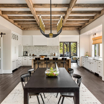 Haylie 10 Light Linear Chandelier Matte Black + Olde Brass