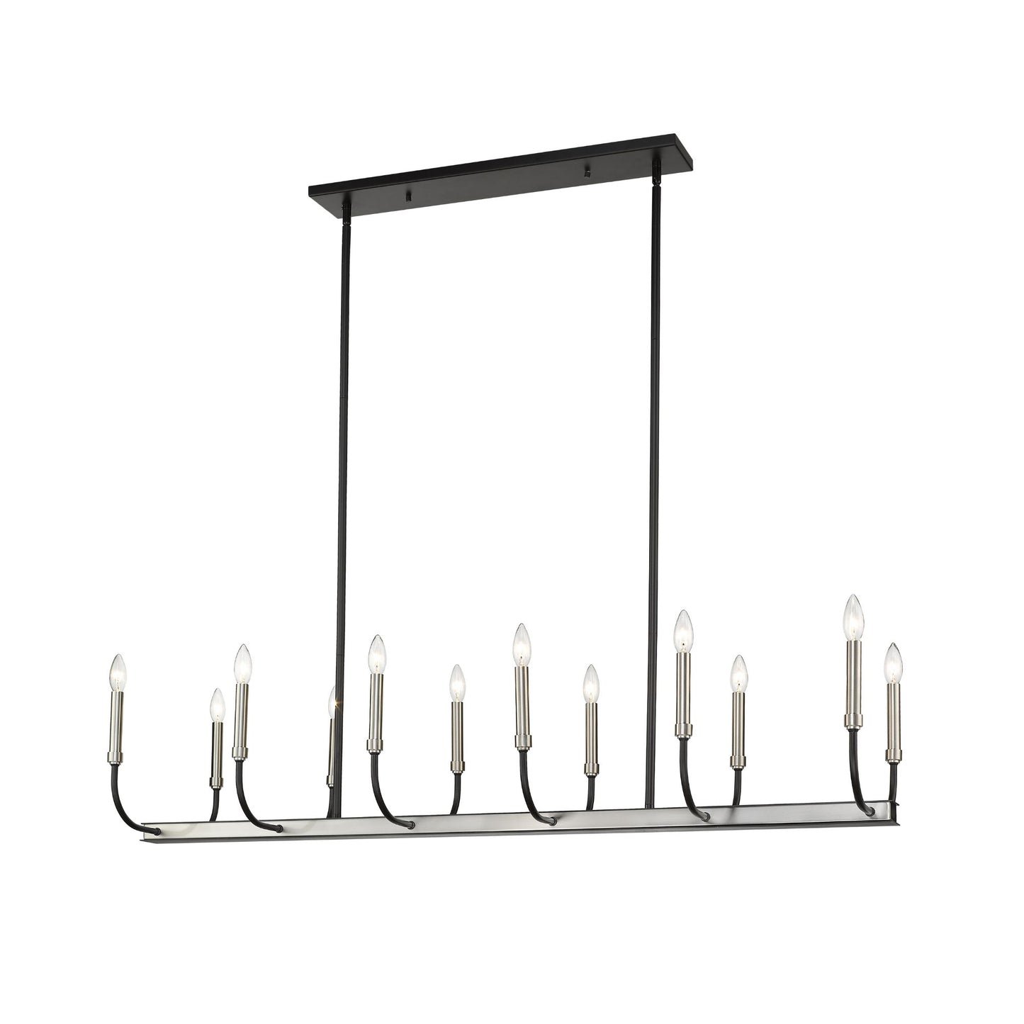 Haylie 12 Light Linear Chandelier Matte Black + Brushed Nickel