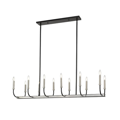 Haylie 12 Light Linear Chandelier Matte Black + Brushed Nickel