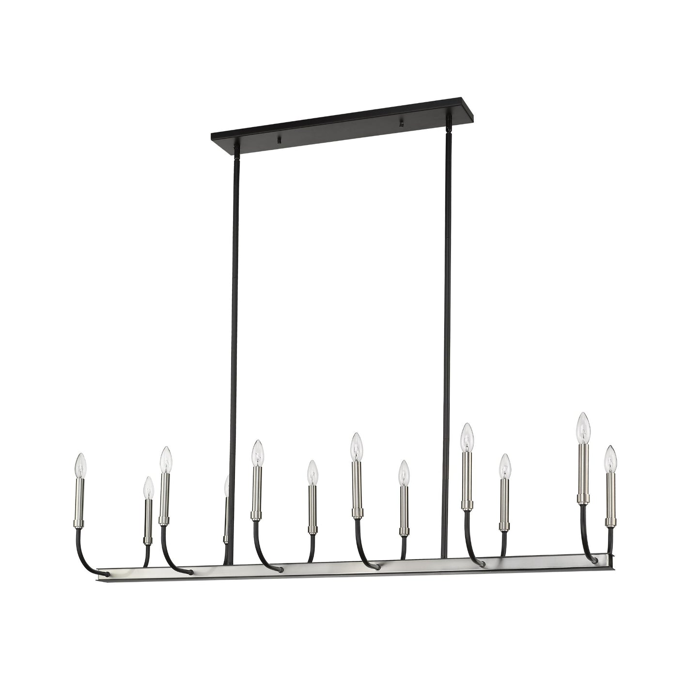 Haylie 12 Light Linear Chandelier Matte Black + Brushed Nickel