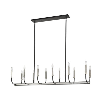 Haylie 12 Light Linear Chandelier Matte Black + Brushed Nickel