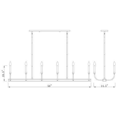 Haylie 12 Light Linear Chandelier Matte Black + Brushed Nickel