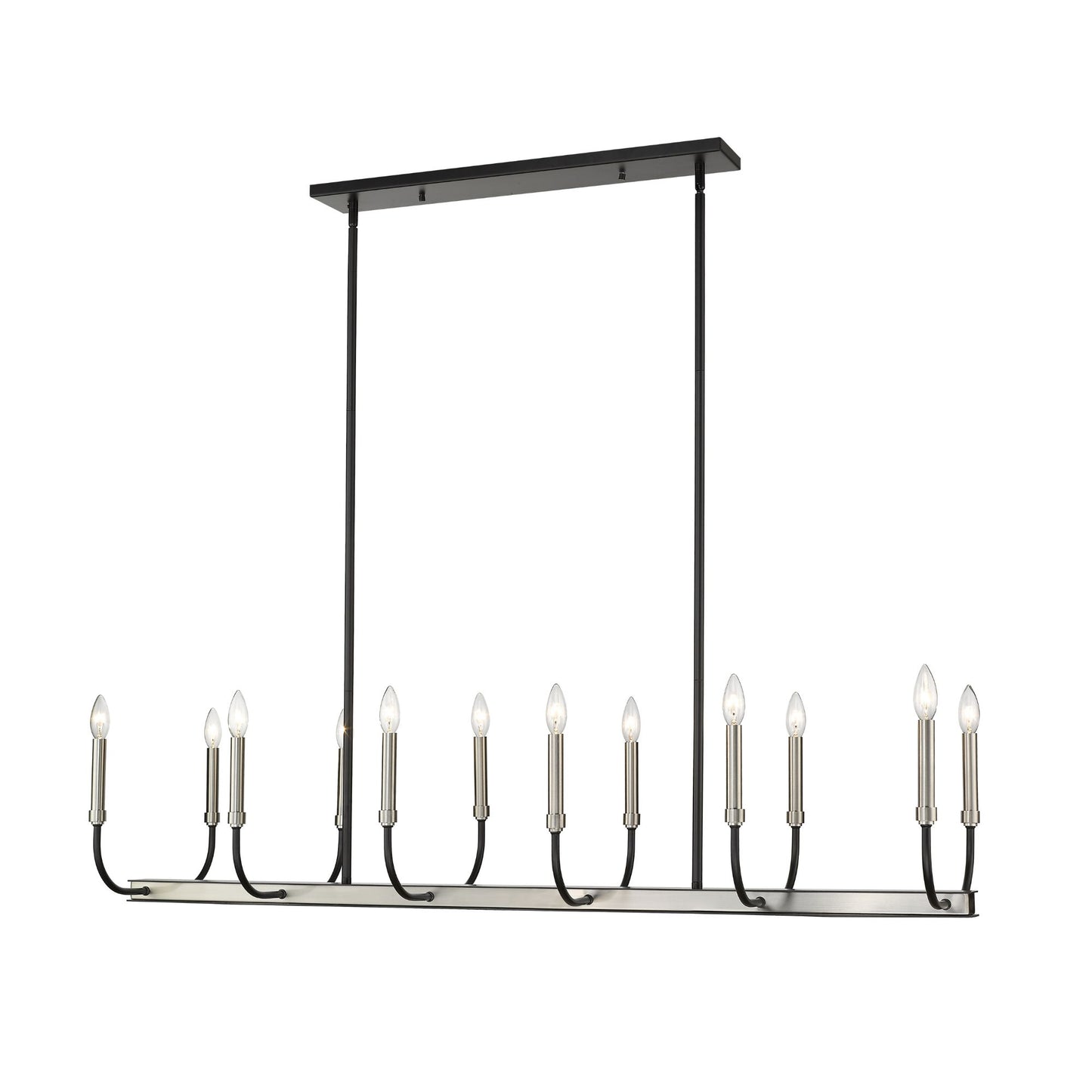 Haylie 12 Light Linear Chandelier Matte Black + Brushed Nickel