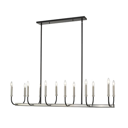 Haylie 12 Light Linear Chandelier Matte Black + Brushed Nickel