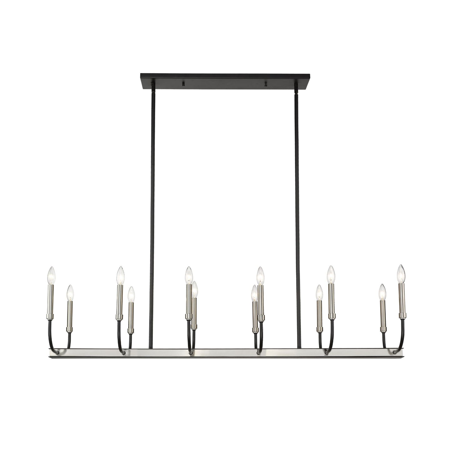 Haylie 12 Light Linear Chandelier Matte Black + Brushed Nickel
