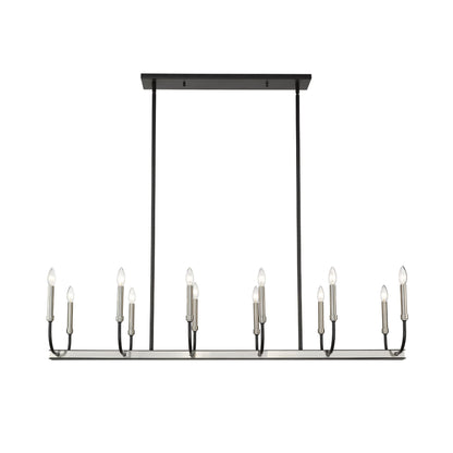 Haylie 12 Light Linear Chandelier Matte Black + Brushed Nickel