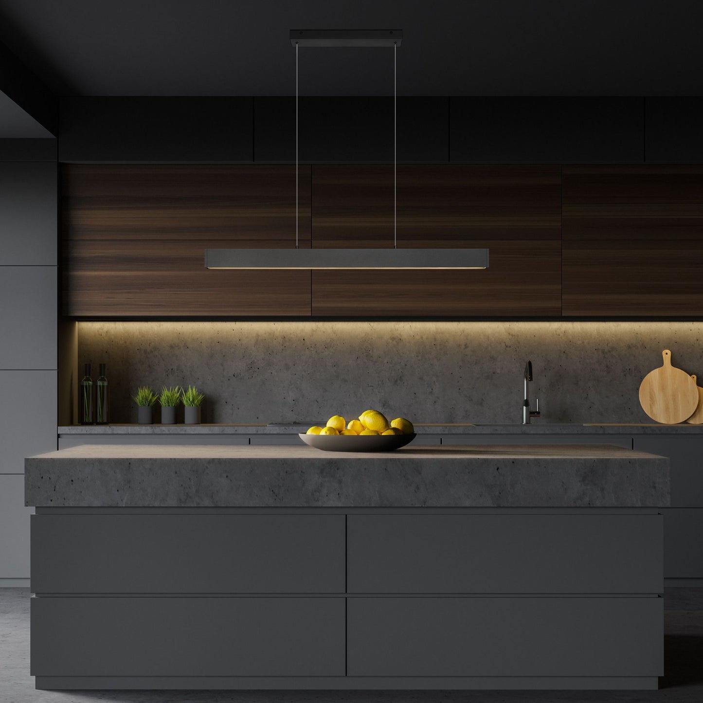 Hudson LED 1 Light Linear Chandelier Matte Black