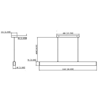 Hudson LED 1 Light Linear Chandelier Matte Black