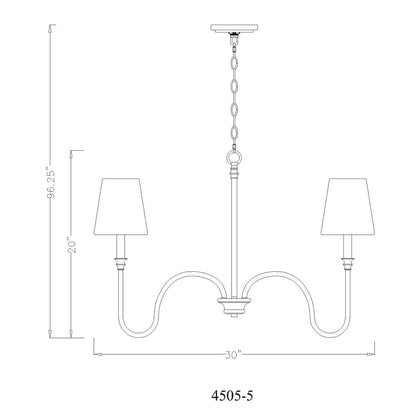 Jisele 5 Light Chandelier Matte Black