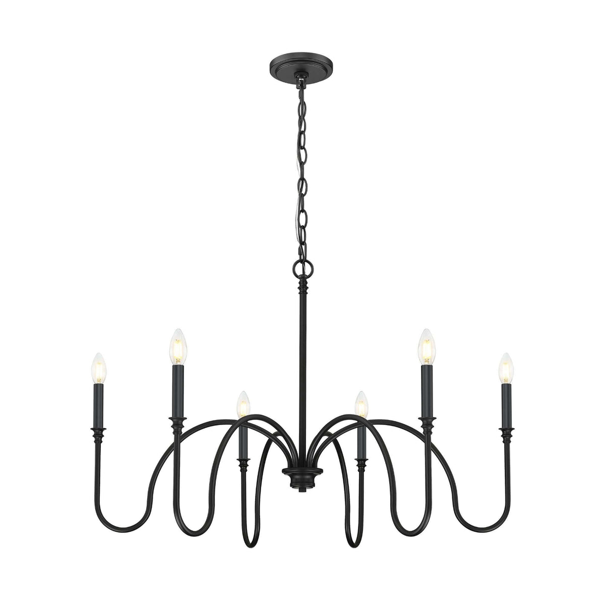 Jisele 6 Light Chandelier Matte Black