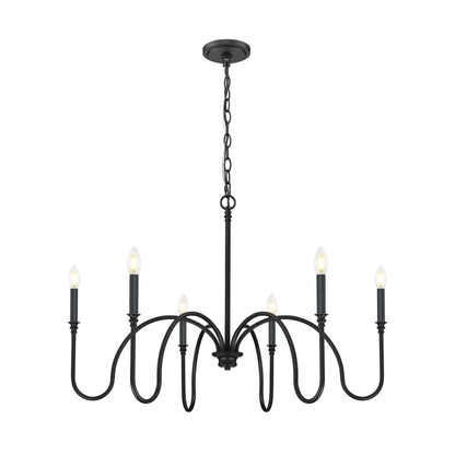 Jisele 6 Light Chandelier Matte Black