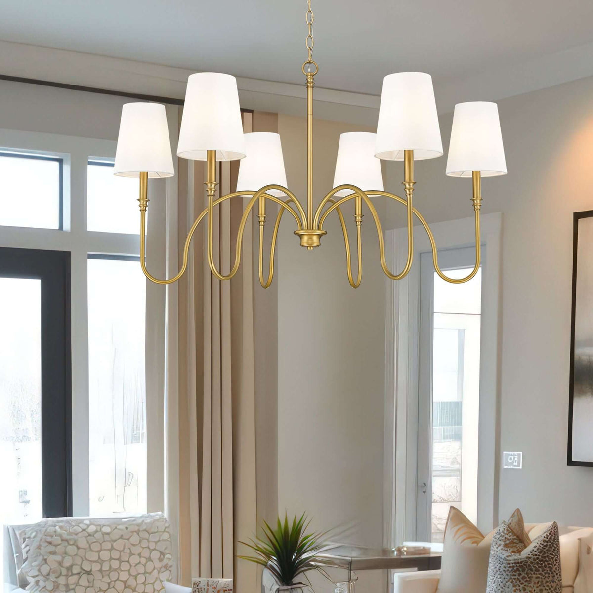 Jisele 6 Light Chandelier Rubbed Brass