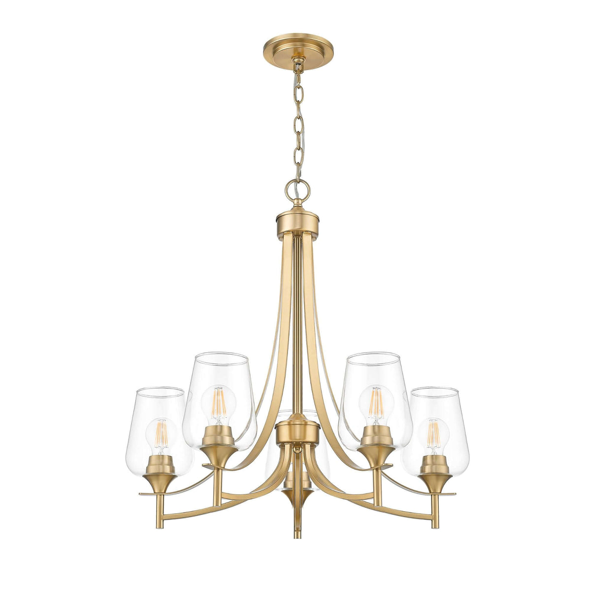 Joliet 5 Light Chandelier Burnished Brass