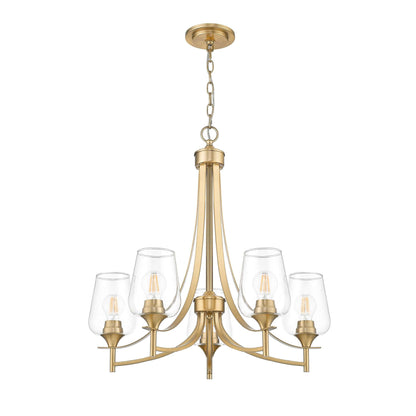 Joliet 5 Light Chandelier Burnished Brass