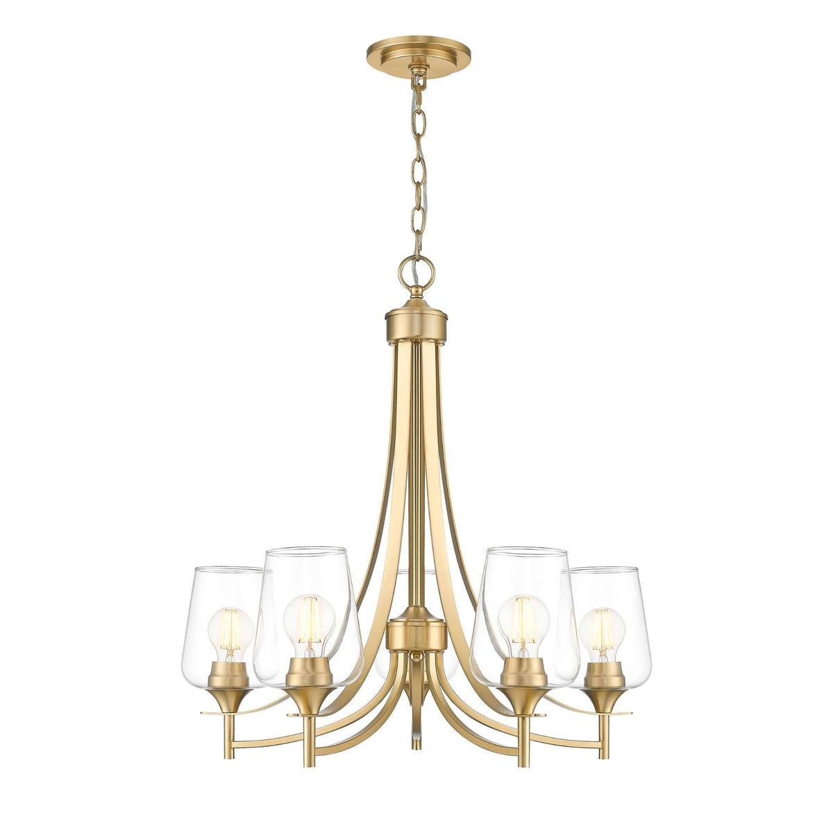 Joliet 5 Light Chandelier Burnished Brass