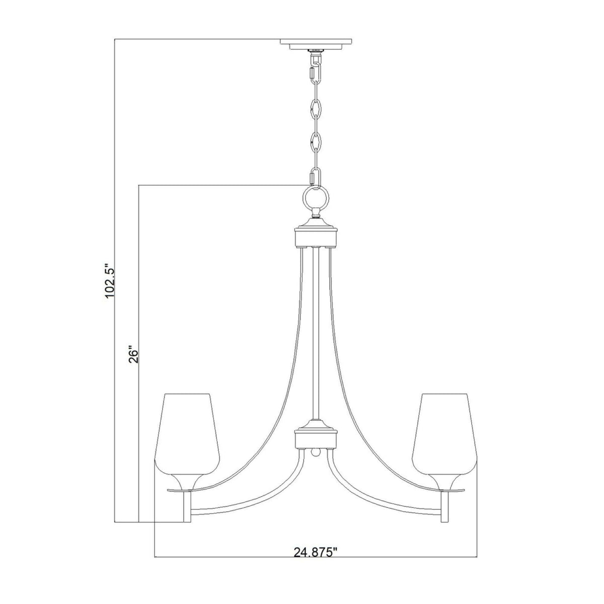 Joliet 5 Light Chandelier Burnished Brass