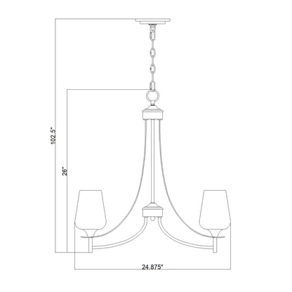 Joliet 5 Light Chandelier Burnished Brass
