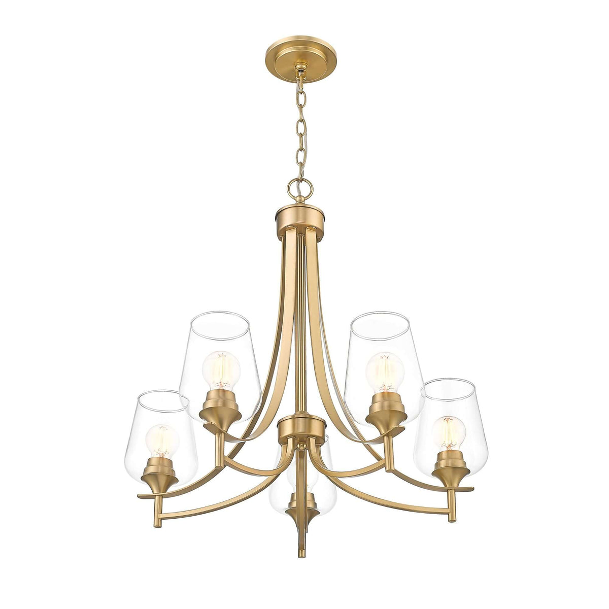 Joliet 5 Light Chandelier Burnished Brass