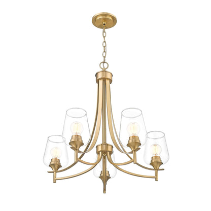 Joliet 5 Light Chandelier Burnished Brass