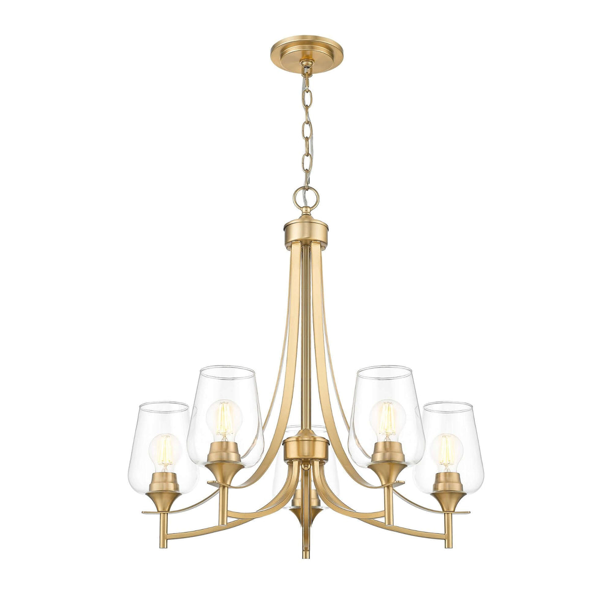 Joliet 5 Light Chandelier Burnished Brass