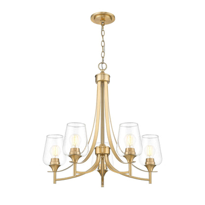 Joliet 5 Light Chandelier Burnished Brass