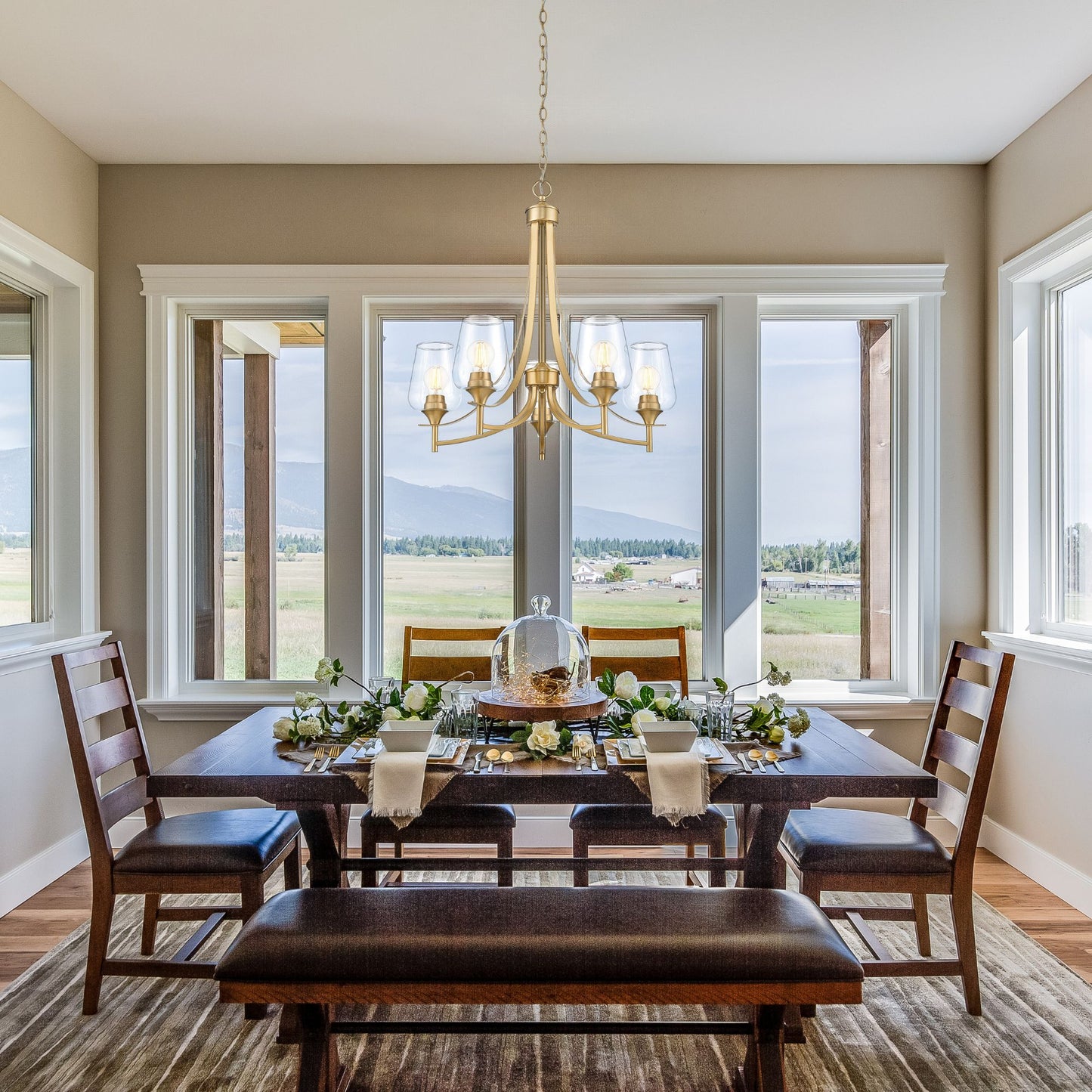 Joliet 5 Light Chandelier Burnished Brass