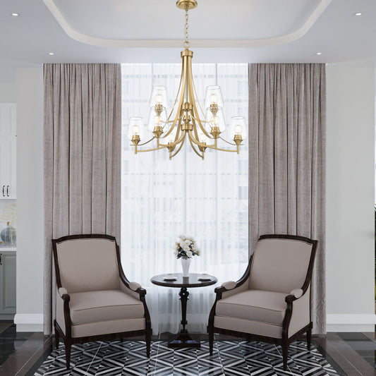 Joliet 9 Light Chandelier Burnished Brass