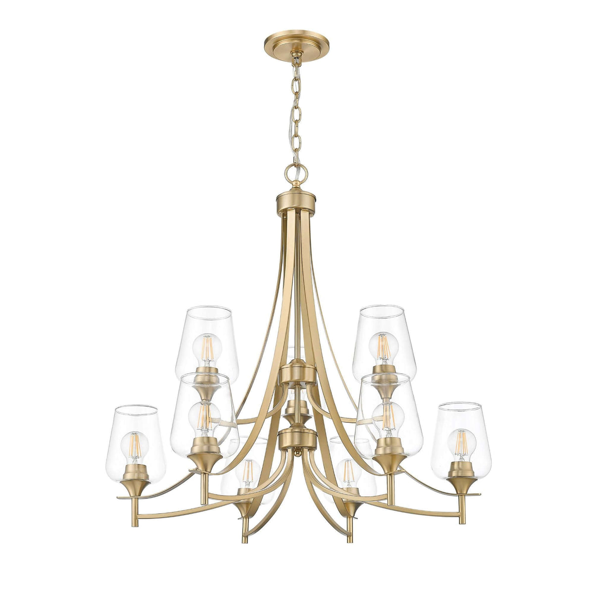 Joliet 9 Light Chandelier Burnished Brass