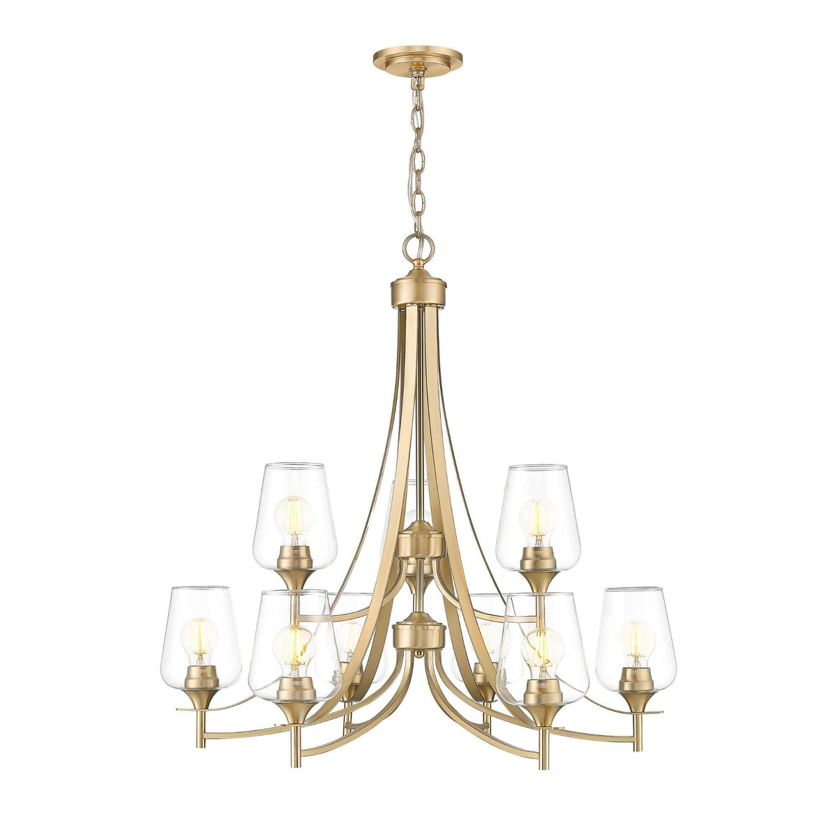 Joliet 9 Light Chandelier Burnished Brass