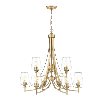 Joliet 9 Light Chandelier Burnished Brass