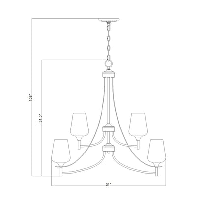 Joliet 9 Light Chandelier Burnished Brass