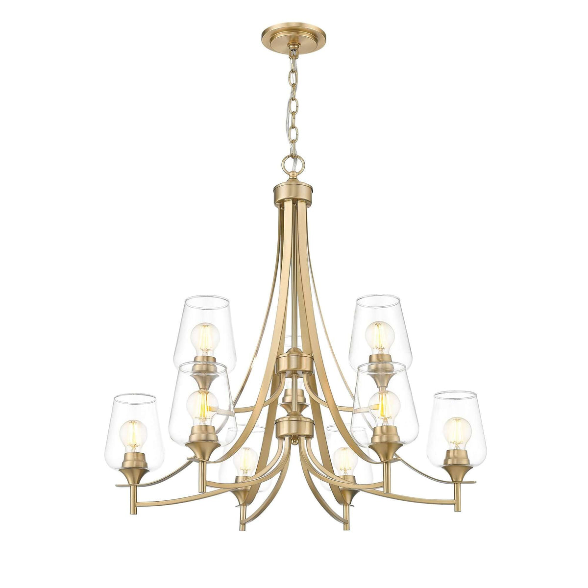 Joliet 9 Light Chandelier Burnished Brass