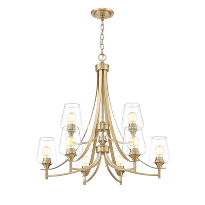Joliet 9 Light Chandelier Burnished Brass