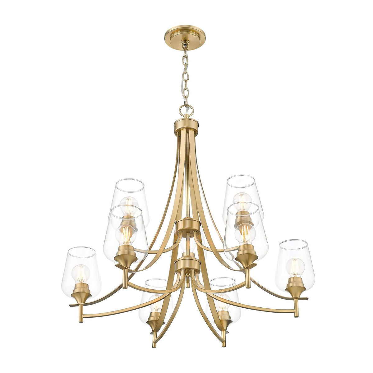 Joliet 9 Light Chandelier Burnished Brass
