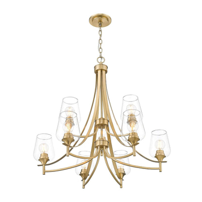 Joliet 9 Light Chandelier Burnished Brass