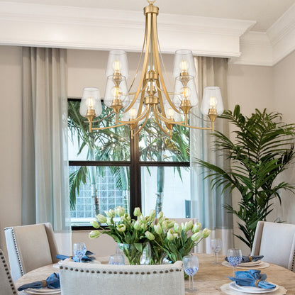 Joliet 9 Light Chandelier Burnished Brass