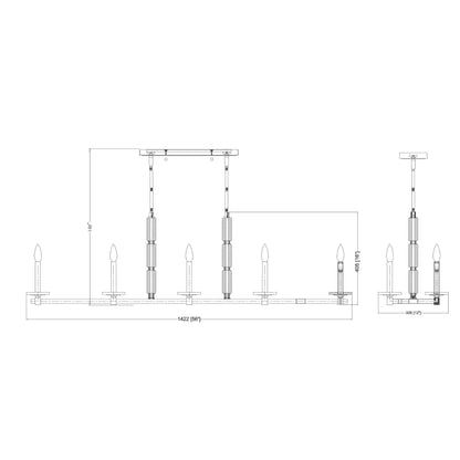 Kaden 10 Light Linear Chandelier Matte Black