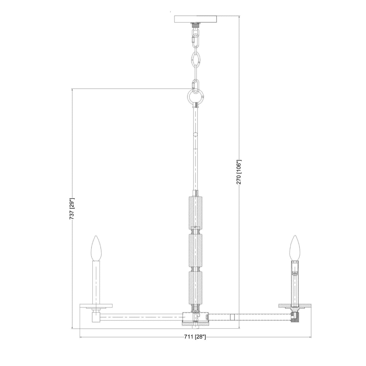 Kaden 6 Light Chandelier Matte Black