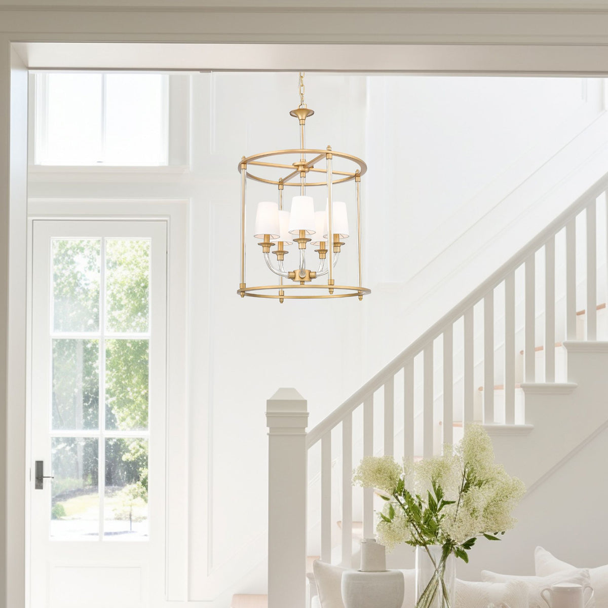 Katerina 5 Light Chandelier Rubbed Brass
