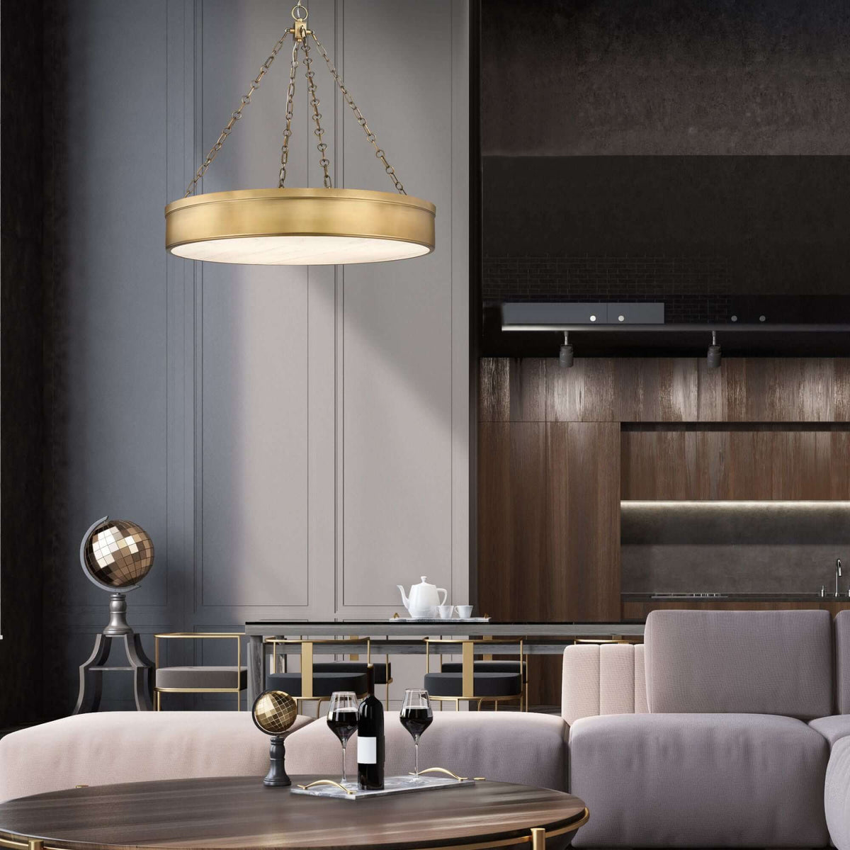 Anders LED 3 Light Chandelier Rubbed Brass