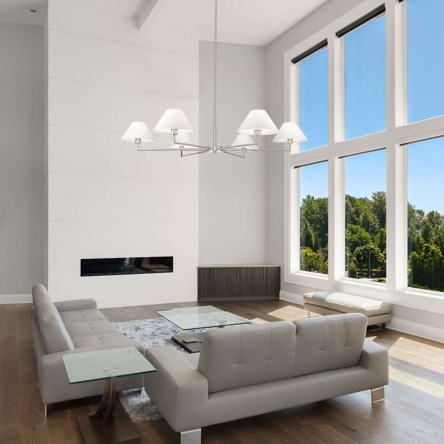 Leila 6 Light Chandelier Brushed Nickel