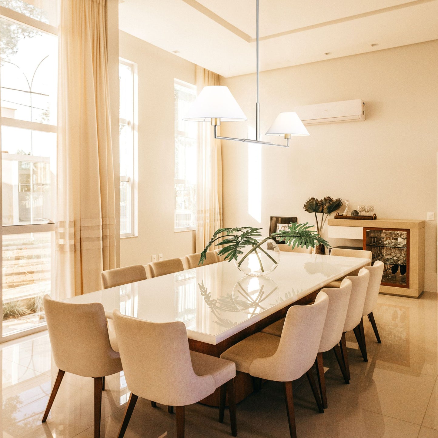 Leila 2 Light Chandelier Brushed Nickel