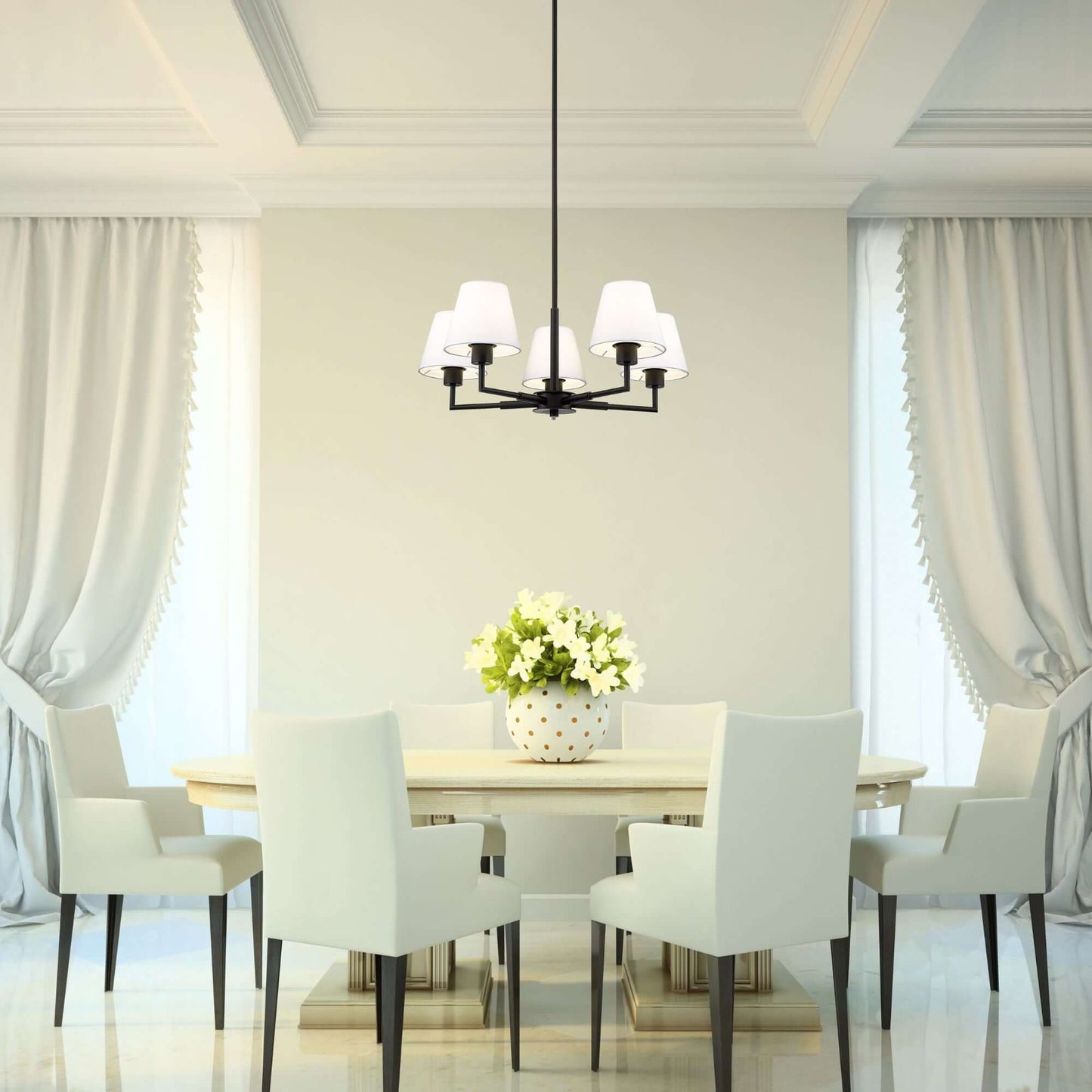 Leila 5 Light Chandelier Matte Black