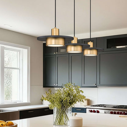 Ludo LED 3 Light Linear Chandelier Matte Black + Modern Gold