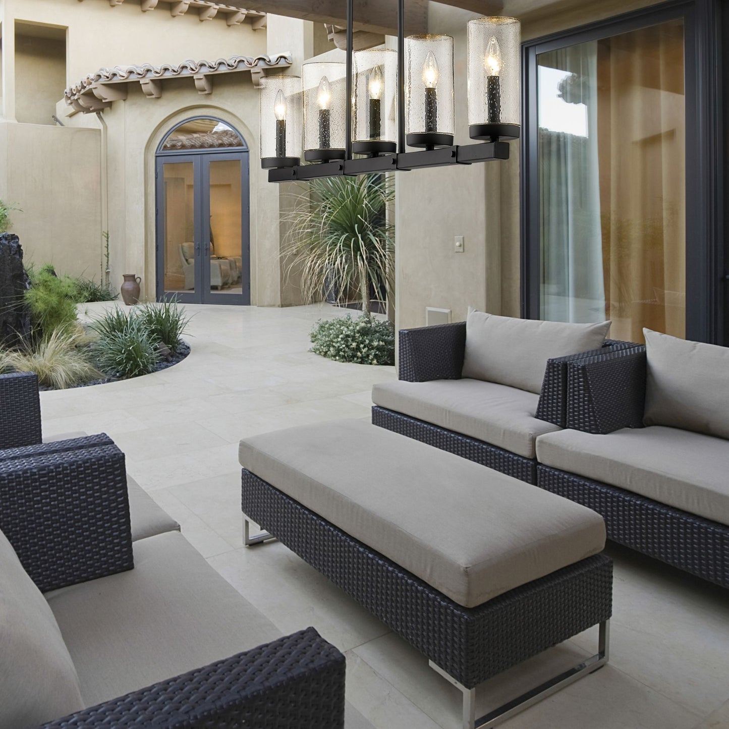 Marlow 5 Light Outdoor Linear Chandelier Matte Black