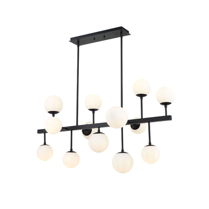 Midnetic 13 Light Linear Chandelier Matte Black