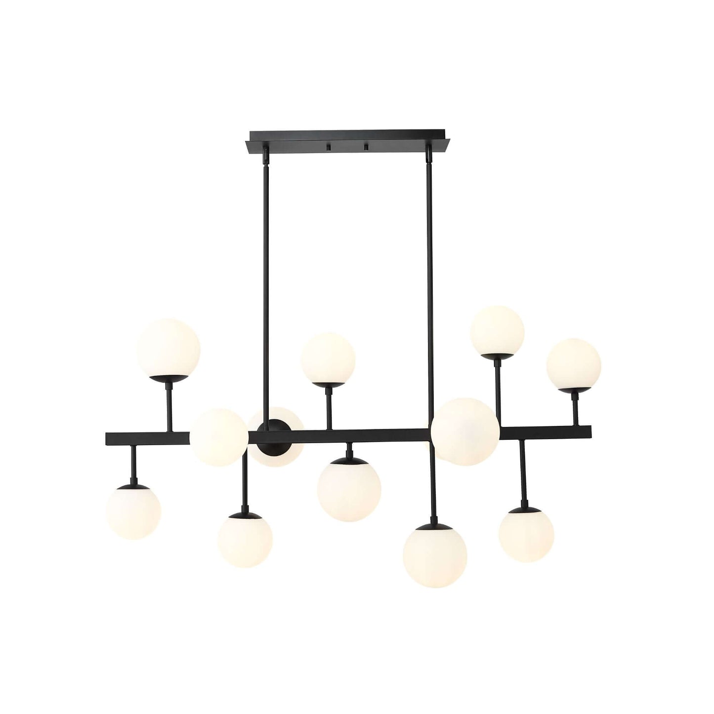 Midnetic 13 Light Linear Chandelier Matte Black