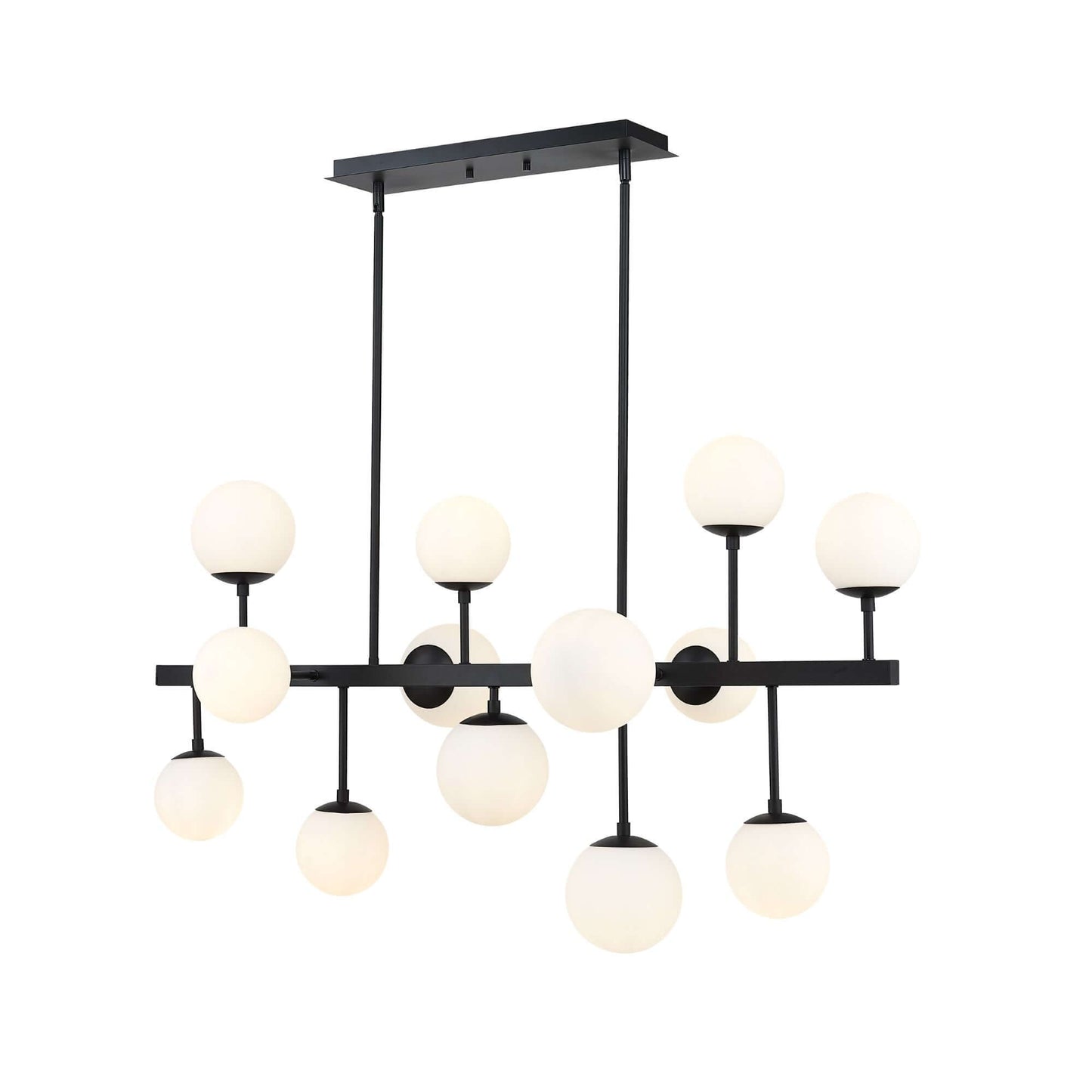 Midnetic 13 Light Linear Chandelier Matte Black